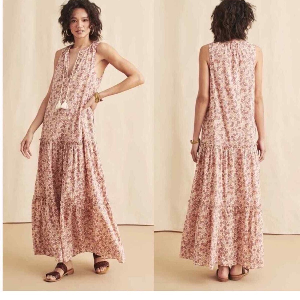 Faherty Mira Floral Print Sleeveless Maxi Dress Size Large NEW